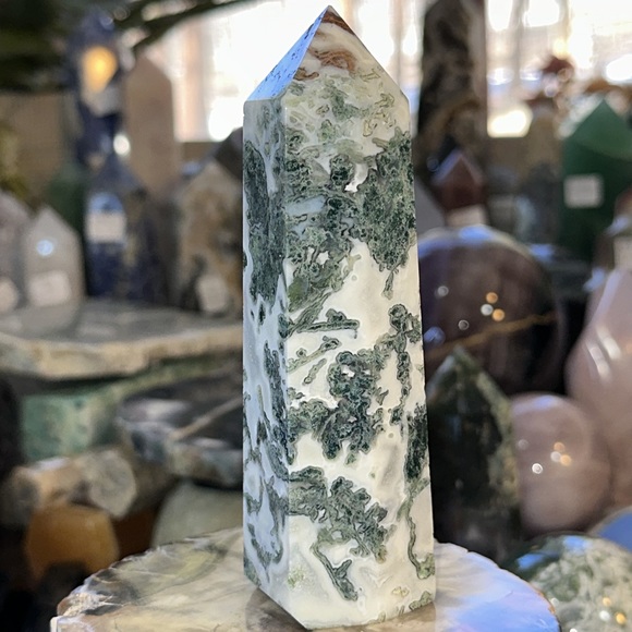 🔥SALE🔥 Moss Agate Crystal Tower With Druzy! - Picture 3 of 7